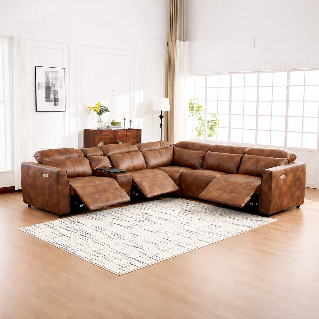 Nadal Modular Leather Lounge with Electric Recliners