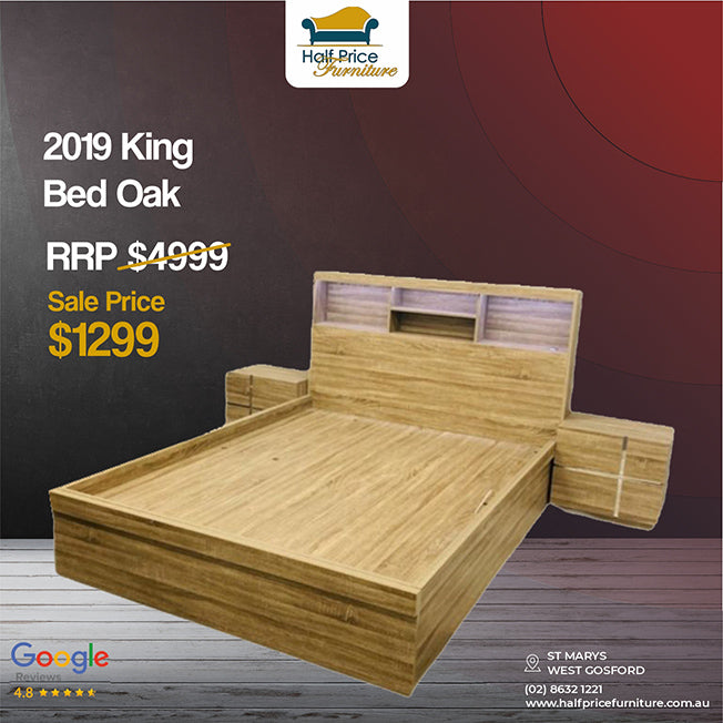 2019 King Queen Bed Oak