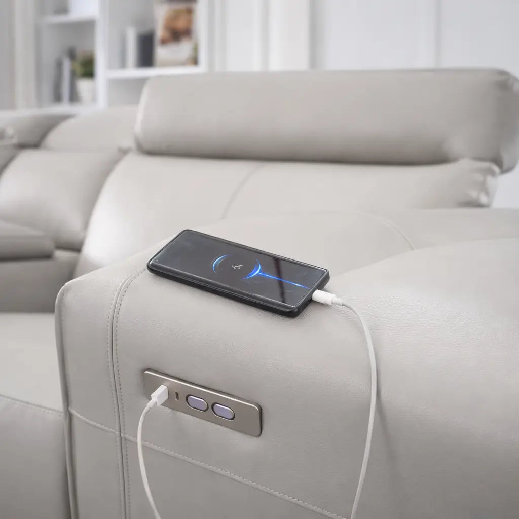 Nadal Modular Leather Lounge With Electric Recliners