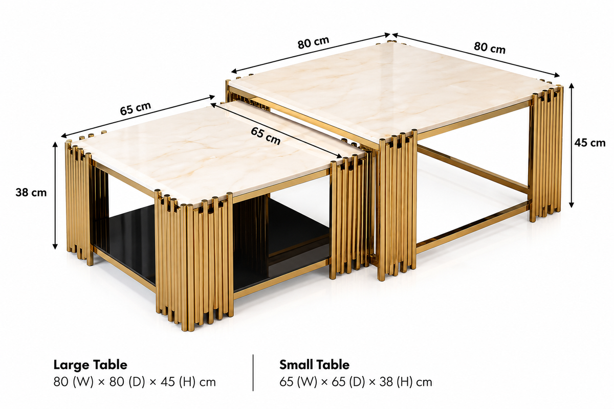 Maison Coffee Table Set – Marble & Gold
