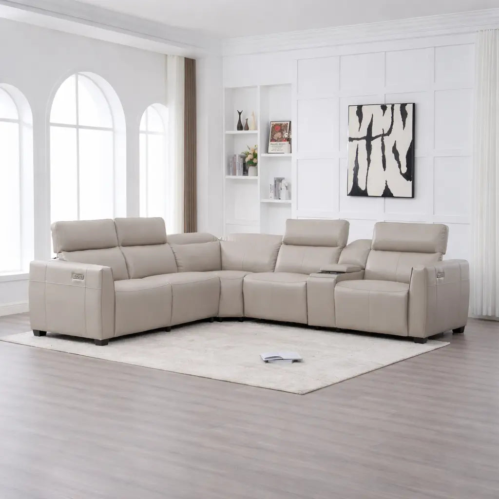 Nadal Modular Leather Lounge With Electric Recliners