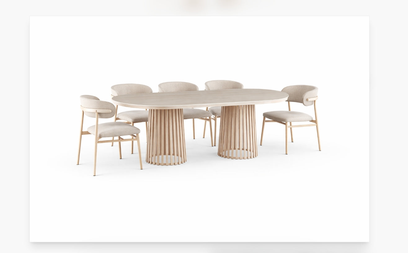 Santino Travertine Dining Setting 180cm