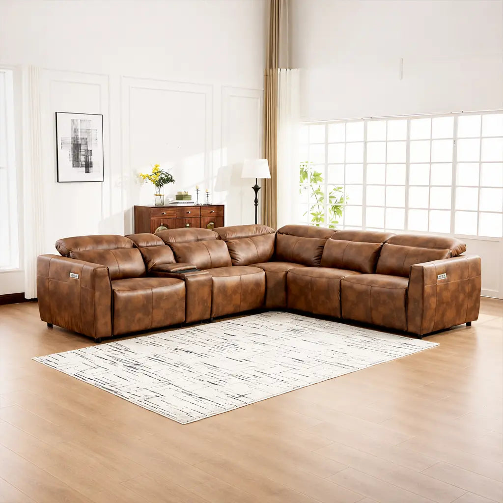 Nadal Leather Lounge with Electric Recliners