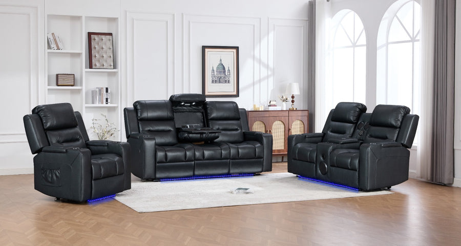 LUXIMO Leather  Electric Recliner Suite