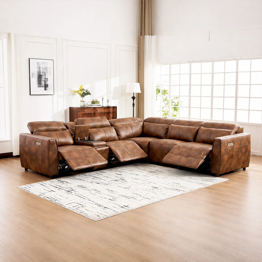 Nadal Leather Lounge with Electric Recliners