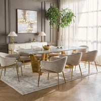 Maison Dining Setting – Marble & Gold 200cm and Chairs