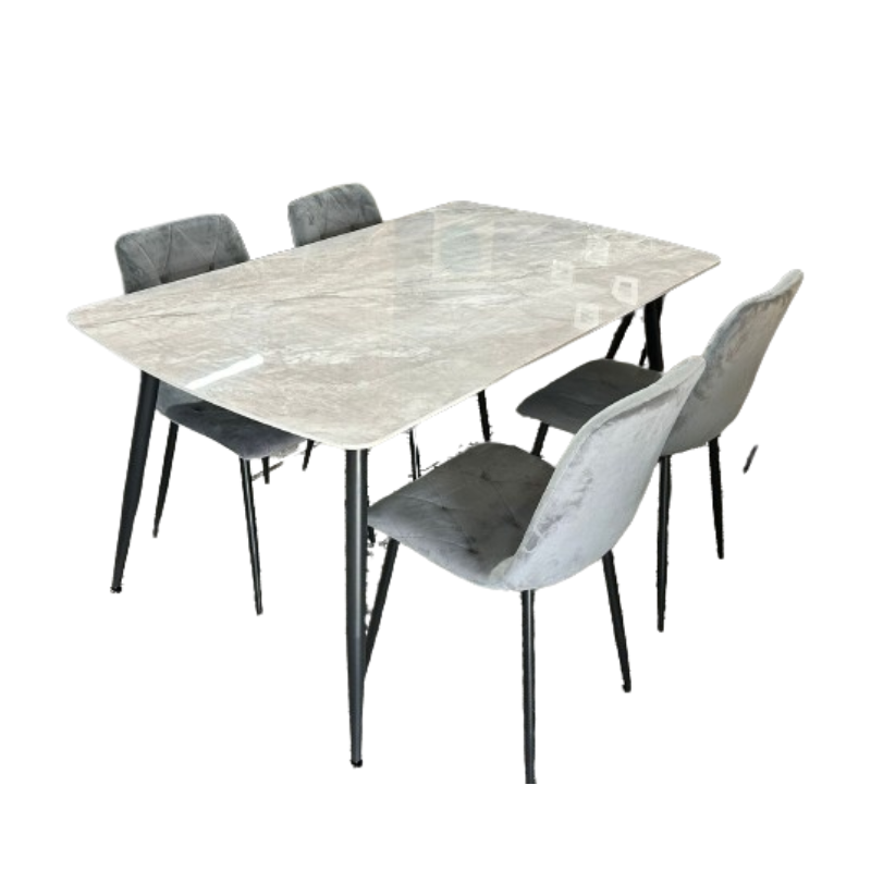 Sandra Dining table with 4 Vortex Dining Chair