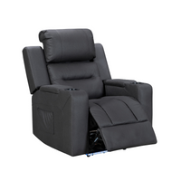 Black Excaliber Single Seater Lounge with cooling cup holder and premium fabric, in a contemporary living space.
