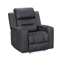 Excaliber Single Seater Lounge with smart cup holder and arm storage, displayed in a chic relaxation room.