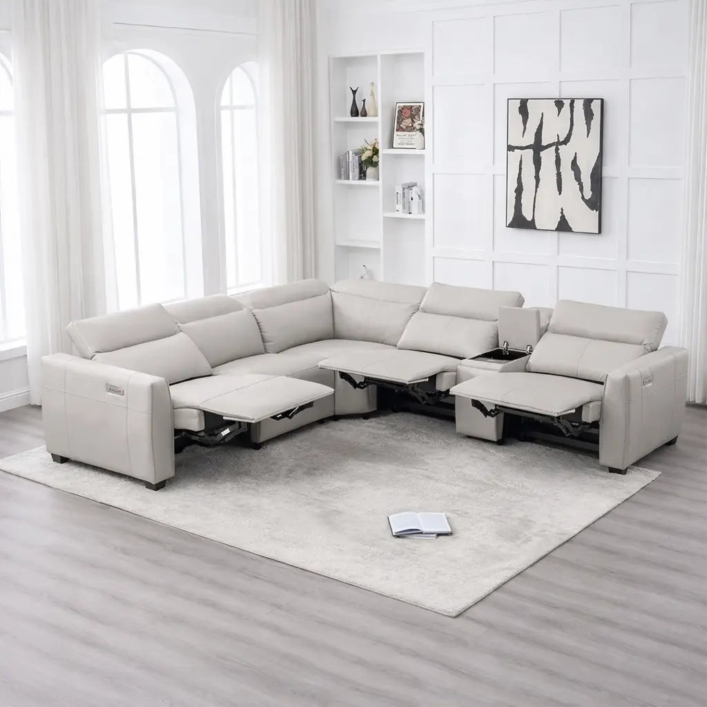 Nadal Leather Lounge with Electric Recliners