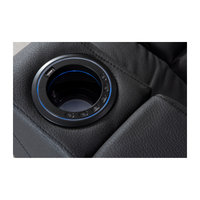 Black Excaliber 2-Seater Lounge with adjustable headrests and under-seat LED lighting, enhancing a cozy space.