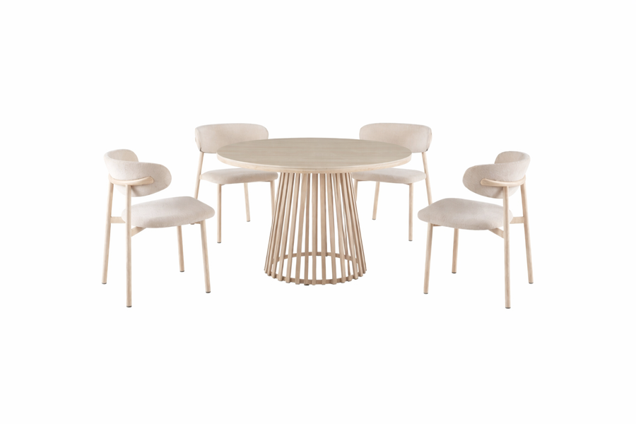 Santino Travertine Dining Setting 110 CM