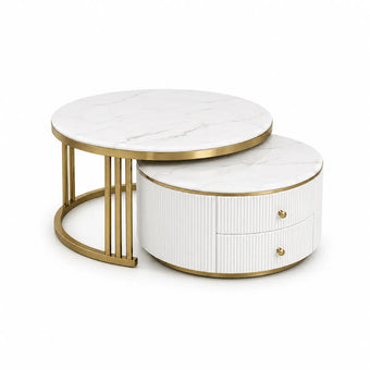 compare product 7007 Ruse Two-Piece Nesting Coffee Table Set – White & Gold