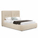 Barney Fabric Bed Frame White with Gold Stripe Detail