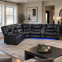 Nevada Corner Leather Electric Recliners With Led Lights