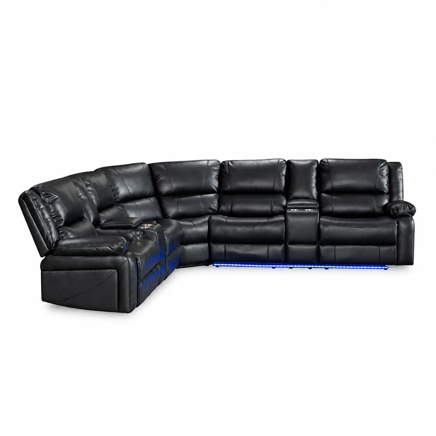 Nevada Corner Leather Electric Recliners With Led Lights