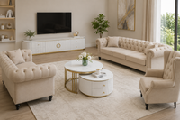 7007 Ruse Two-Piece Nesting Coffee Table Set – White & Gold