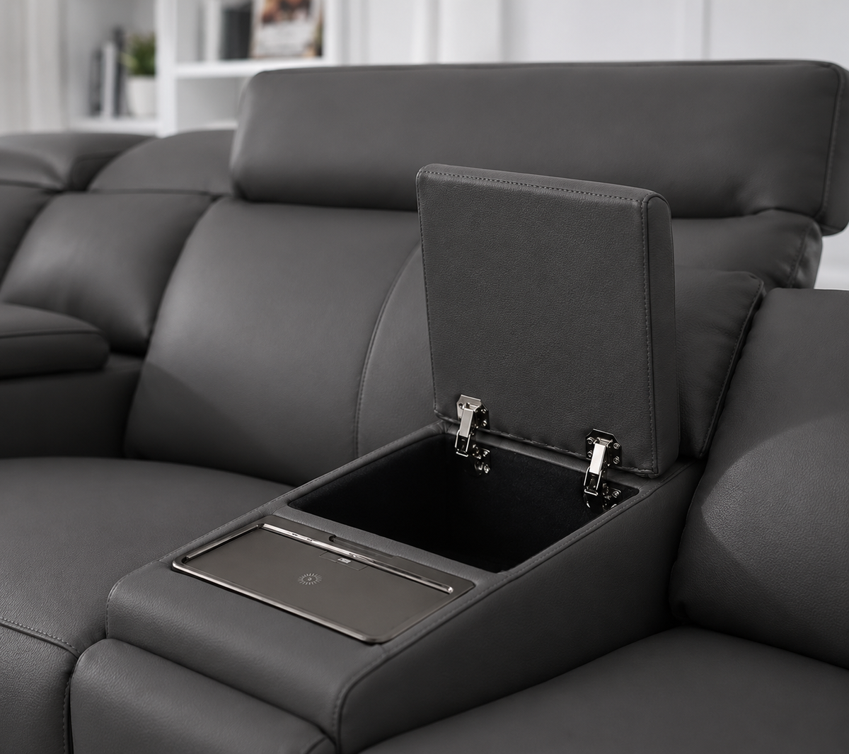 Nadal Modular Leather Lounge With Electric Recliners
