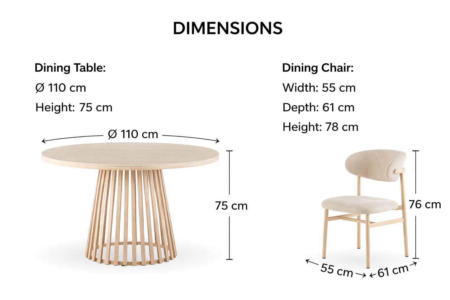 Santino Travertine Dining Setting 110 CM