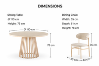 Santino Travertine Dining Setting 110 CM