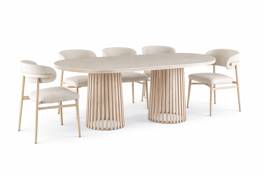 Santino Travertine Dining Setting 180cm