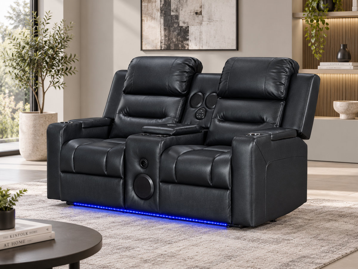 LUXIMO Leather  Electric Recliner Suite