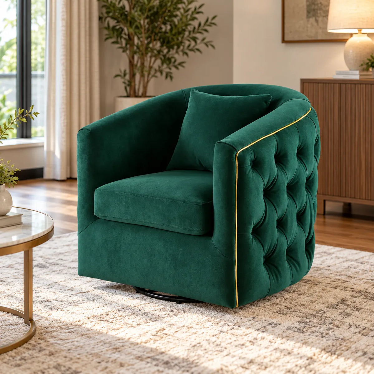 Crown Velvet Single Swivel Chair