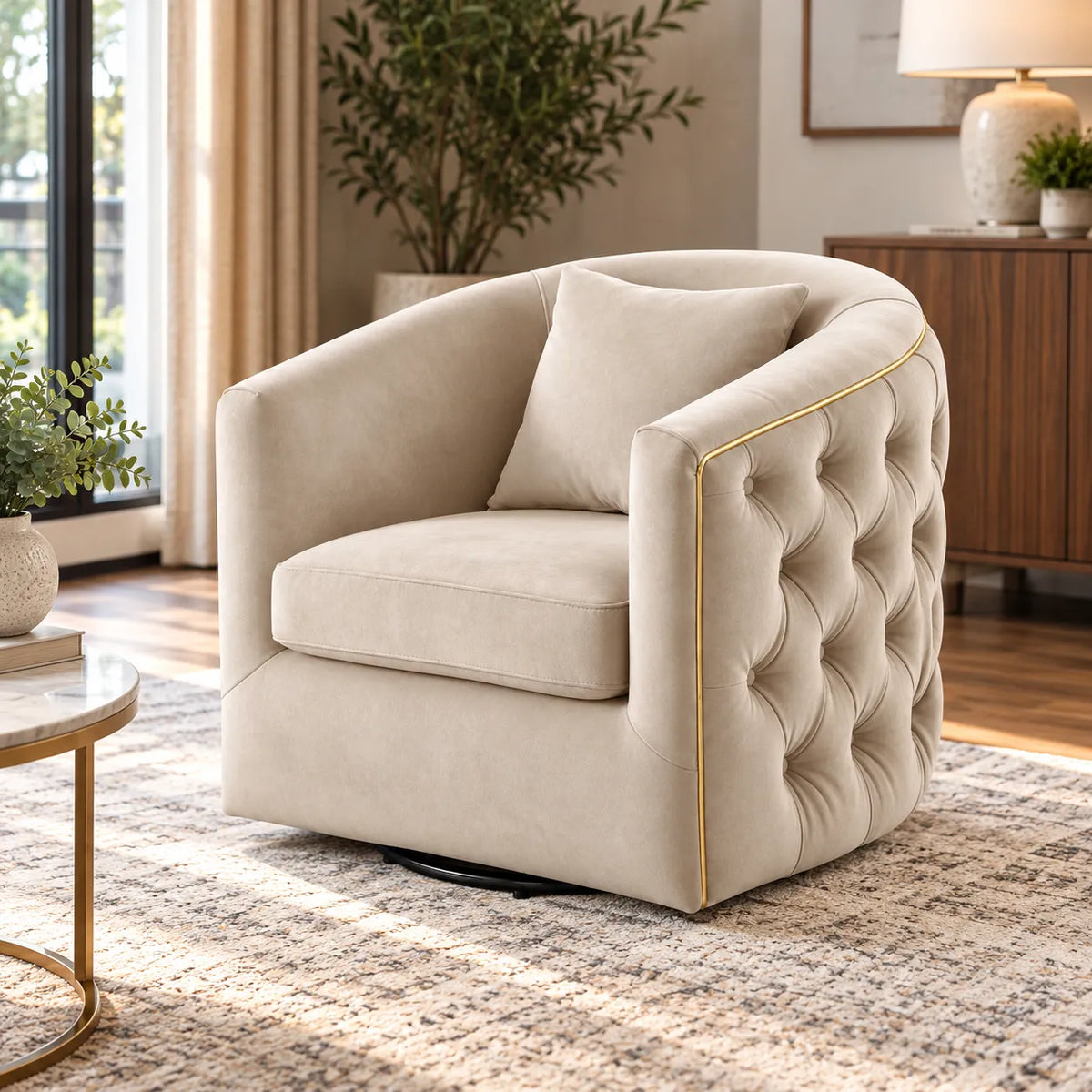 Crown Velvet Single Swivel Chair