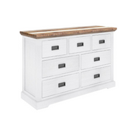 Multi-color Durban Bedroom Suite featuring storage bed, two bedsides, dresser, tallboy, and mirror crafted from acacia wood.