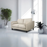 Loft Graphite or Loft Nougat 2-seater fabric lounge with bolsters, high-density foam, and spring support for plush comfort and durability.