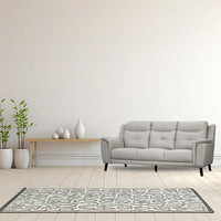 Silver or Gunmetal 3 seater lounge with side pillow arms, channelled high-back cushions, and 100% leather upholstery for modern luxury.