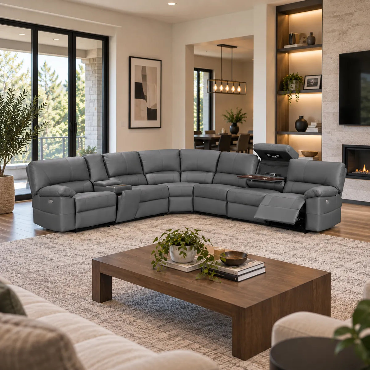 Ex-Caliber Fabric Modular Lounge With Electric Recliner