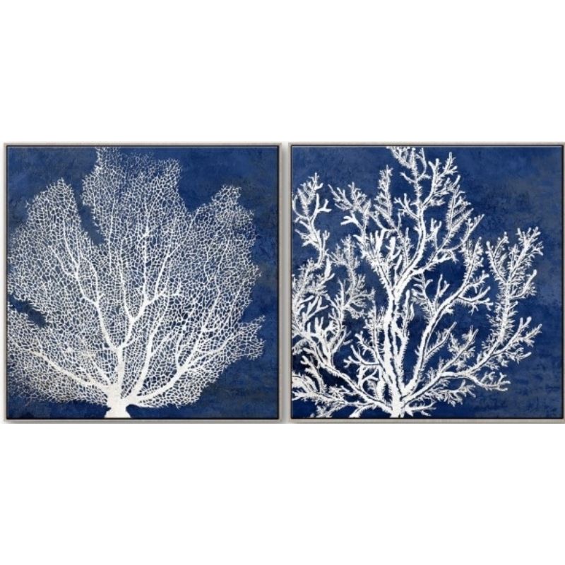 Deep Sea Blue Coral Framed
