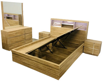 compare product 2019 Mocha Queen Bed - Storage bed with LED & USB