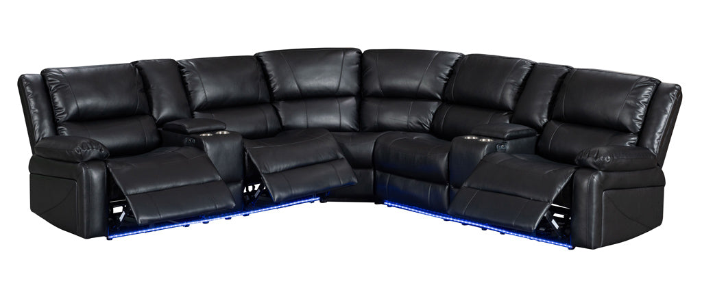 Nevada Corner Leather Electric Recliners with LED Lights