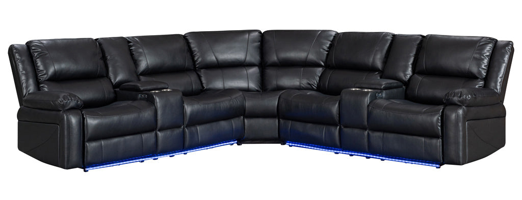 Nevada Corner Leather Electric Recliners with LED Lights