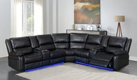 Nevada Corner Leather Electric Recliners with LED Lights