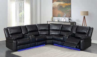 compare product Nevada Corner Leather Electric Recliners with LED Lights