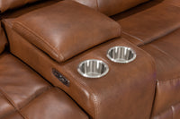 Nevada Corner Leather Electric Recliners with LED Lights