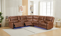 Nevada Corner Leather Electric Recliners with LED Lights