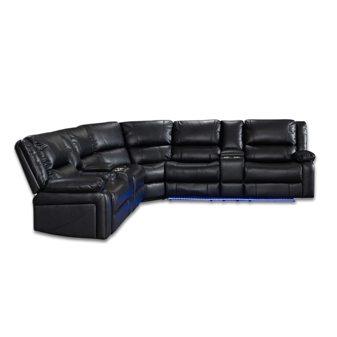 Nevada Corner Leather Electric Recliners with LED Lights