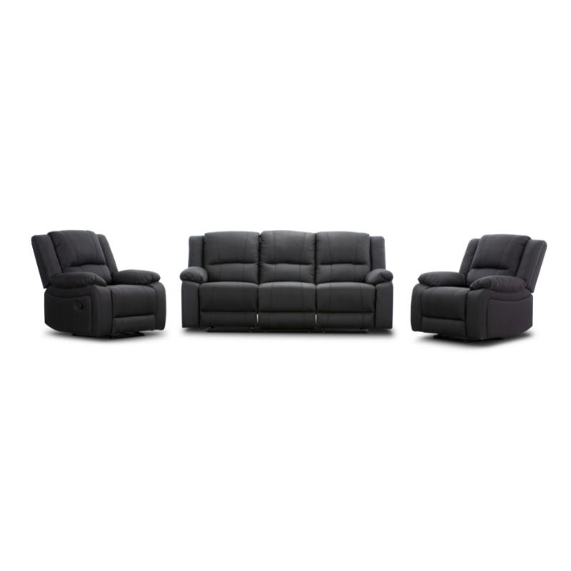 Onyx Captain Lounge 3+1+1 (Manual) with Rhino fabric and lumbar support, in a chic interior.