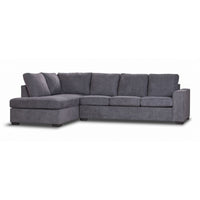 Stylish corner chaise lounge with queen sofa bed, high-density foam, and 100% polyester upholstery for a functional, cozy design.