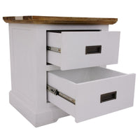 Solid acacia timber Durban suite with storage bed, stylish dresser, tallboy, and mirror in unique multi-color design.