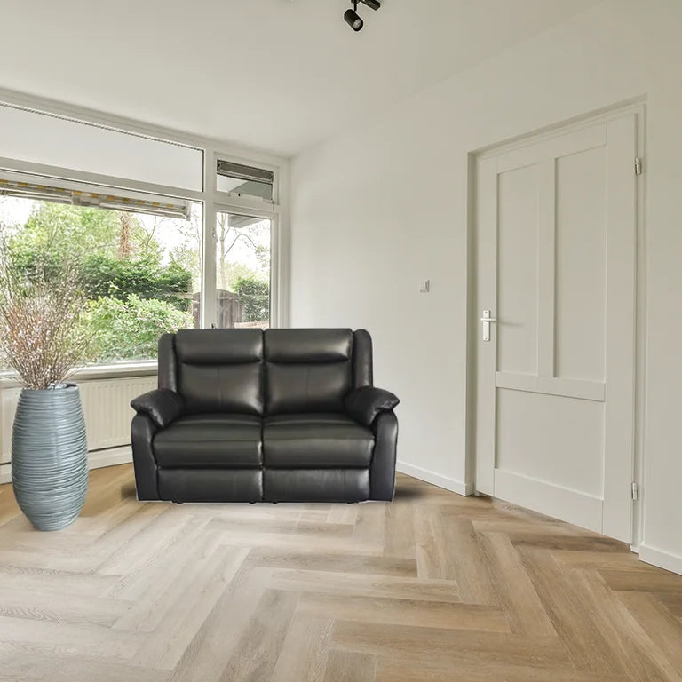 Marine Blue Peggy 2ERER LTH Recliner with electric recliners and lumbar support, in a stylish lounge.