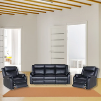 Marine Blue Peggy 3ERER+1+1 LTH Recliner with electric recliners and lumbar support, in a stylish lounge.