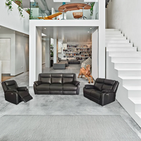 Marine Blue Peggy 3ERER+2+1 LTH Recliner with electric recliners and lumbar support, in a stylish lounge.