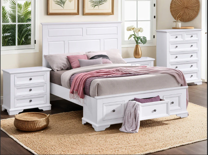 Quinn Queen Bed Frame 3 Drawer Storage