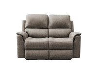 Manhattan Rhino Fabric 3-Seater with 2 recliners and middle tray, displayed in a stylish lounge area.