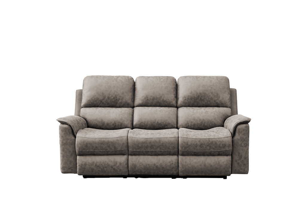 Brown Manhattan Rhino Fabric 2-Seater with dual manual recliners, enhancing a cozy living space.